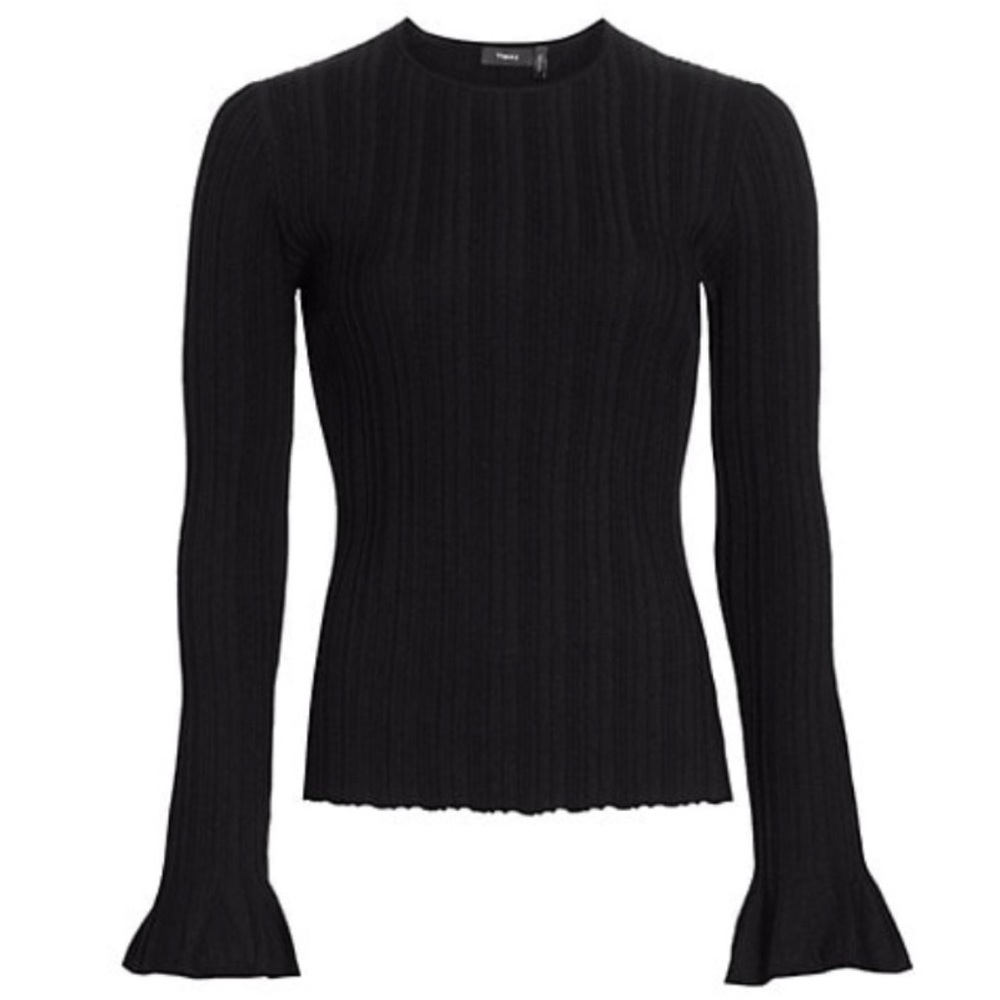 Theory Linear Knit Top - Black - Size P